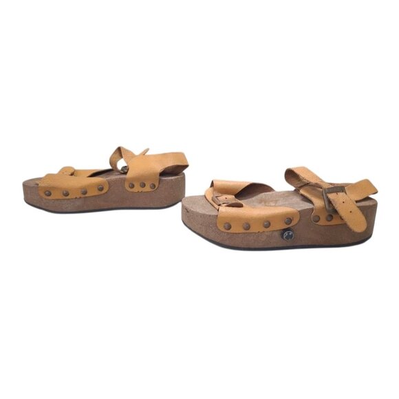 Vintage 70s Omnia'C Pop Out Roller SKATE Sandals Italy Platform Sz 8/38.5 Brown - Picture 1 of 7